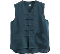 Vest Chiese Traditioal Clothig Me Cotto Lie Vest Sleeveless Me Suit Hau Abito da Arti Marziali Senza Maniche, Green, 3XL-4XL