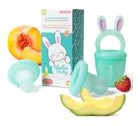 Vesta Baby Mangiatoia per frutta - 2 misure in morbido silicone congelabile per alimenti freschi per l'alimentazione sicura dei neonati - Set di ciucci e massaggiagengive per svezzamento - Giocattolo