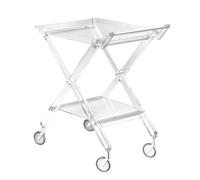 VESTA Carrello pieghevole Aurelio - Doppio vassoio removibile - Trasparente - H71,5 cm - Cristallo acrilico - Made in Italy