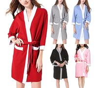 Vestaglia da donna al ginocchio, accappatoio in cotone per taglie forti, in flanella, vestaglia invernale da mattina calda vestaglia in spugna felpata abbigliamento da notte con tasche abito casual