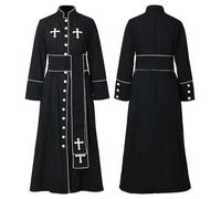 Vestaglia da donna medievale per cosplay, costume da sacerdotessa vintage, abito da chiesa rinascimentale, talpa romana con colletto rialzato, per Halloween e giochi di ruolo, costume gotico, Nero , L