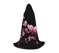 Vestaglia da mago con cappuccio con stampa di fiori di ciliegio giapponesi, per Halloween, cosplay, Natale, feste di Halloween, rinascimento medievale