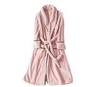 Vestaglia Di Lusso Da Donna，Accappatoio In Pile Da Donna, Accappatoio Lungo In Flanella Per Camicia Da Notte Taglie Forti, Accappatoio Morbido In Peluche Da Donna Premium ( Color : Pink , Size : L )