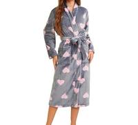 Vestaglia Donna da Camera - Morbido A Maniche Lunghe con Cintura Comodo Pigiama da Casa Coperta Indossabile per Relax E Comfort (Grey S)