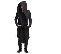 Vestaglia gotica da uomo, stile steampunk, con cappuccio, classica mantella da vampiro cavaliere mago, mantello a maniche lunghe, vestibilità ampia, per cosplay, elegante giacca lunga color tinta