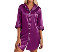 Vestaglia Invernale Donna - Vestaglia Morbida E Confortevole da con Colletto A Revers da Indossare Tutti I Giorni in Stile Basic per Tutte Le Stagioni (Purple XL)