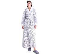 Vestaglia lunga da donna in cotone leggero vestaglia da donna in cotone caldo e accogliente abiti da donna UK vestaglia leggera da donna pigiama da donna abbigliamento per la casa, Grigio, M