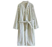 Vestaglia Lunga Donna - Accappatoio Lungo E Spesso in Velluto Corallo per Un Comodo Pigiama Invernale Abito A Righe Caldo Accappatoio per Autunno E Inverno (Green L)