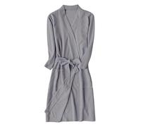 Vestaglia Lunga Donna - Camicia da Notte Sottile con Maniche A Sette Quarti da Uomo E da in Tinta Unita Autunno E Inverno (Grey M)
