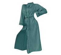 Vestaglia lunga sottile da donna, kimono, accappatoi leggeri con scollo a V obliquo, accappatoi da sposa da sposa alla moda per casa, spa e hotel, Verde, S