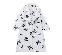 Vestaglia Premaman - Morbido Accappatoio Invernale in Flanella per Un Comodo Accappatoio in Pile con Motivo Stampato Caldo Abbigliamento da Casa per Il Freddo (White XXL)