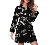 Vestaglie Corte a Maniche Lunghe per Donna - Dobby Is Free Accappatoio da Donna con Cintura Camicia da Notte Scollo a V Pigiama Grande