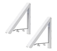 Vestamore 2 appendiabiti pieghevoli da parete in lega di zinco, salvaspazio, con asta da 40 cm, per asciugatura interna ed esterna