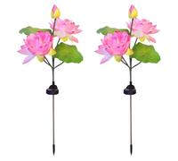 Vestamore 2 luci a forma di fiore di loto a energia solare, 75 cm, lampade artificiali da giardino, decorazione per prato, patio, cortile, batteria da 600 mAh