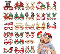 Vestamore 24 bicchieri natalizi glitterati, stili assortiti per feste di Natale, Babbo Natale, pupazzo di neve, renna, albero