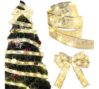 Vestamore 32.8Ft Natale ha condotto le luci del nastro con fiocco d'argento, decorazione dell'interno & all'aperto dell'albero di festa e del partito