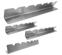 Vestamore 4 supporti per spiedini in acciaio inox, lunghi e seghettati, per grigliare, design compatto e impilabile per carne e verdure, dimensioni 30 x 4 x 3 cm