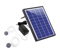 Vestamore Aeratore per laghetto ad energia solare, 6 W, doppia uscita, 0,8 l, pompa ad aria minima per acquari e piccoli laghetti, senza batteria, tubo d'aria da 2,5 m, 225 x 195 mm