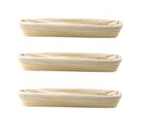 Vestamore Cestini per lievitazione impasto in rattan con copertura in lino, 3 pezzi, 49,3 x 3,5 x 2 in forme di pane per lievito madre, pagnotte francese, ideale per porzioni da 500 ml