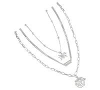 Vestamore Collana a strati con ragnatela da donna, catena d'argento con ciondoli a forma di ragno, gioiello estetico Y2K E-Girl, accessorio in stile gotico hip hop per ragazze