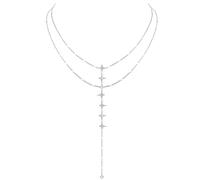 Vestamore Collana lunga Lariat da donna, con ciondolo a forma di stella, catena a doppio strato, lunghezza regolabile, in lega con dettagli in zircone, collana per occasioni speciali