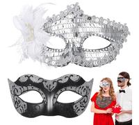 Vestamore Confezione da 2 maschere in maschera per coppie, in stile retrò, antiche e vintage, con nastri regolabili, perfette per San Valentino, feste, Halloween, carnevale