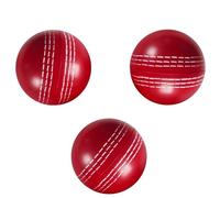 Vestamore Confezione da 3 palline da cricket rosse in poliuretano, 6,3 cm, cuciture bianche, ideali per allenamento familiare e abilità