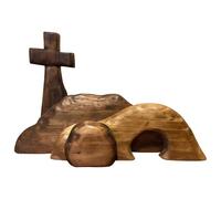 Vestamore Decorazione per la casa, set di 3 pezzi di Pasqua, tomba, croce, collina, decorazione religiosa in legno, regalo di Pasqua cristiana, regalo significativo