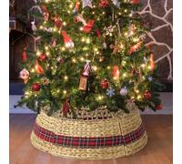 Vestamore Giacinto rustico per albero di Natale, copertura per base dell'albero della fattoria, anello intrecciato resistente ai graffi per la decorazione delle festività