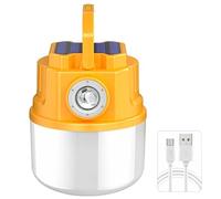 Vestamore Lampadina ricaricabile di emergenza; lanterna solare da campeggio esterna; lampada multifunzionale per tenda; doppia ricarica, cavo di tipo C; eccellente per mercati all'aperto ed emergenze