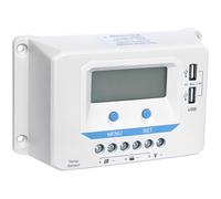 Vestamore Regolatore del pannello solare, 10A-40A, regolatore di carica auto-sensing 12V/24V con doppia USB, LCD retroilluminato, alloggiamento ABS, Power Manager per camper, casa, off-grid