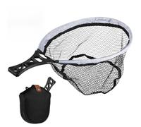 Vestamore Rete da pesca a mosca pieghevole con rete rivestita in gomma, manico antiscivolo, include borsa per attrezzatura per un facile trasporto