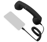 Vestamore Ricevitore per telefono retrò con porta di tipo C, ricevitore per telefono cellulare in stile vintage con microfono e altoparlante, ricevitore cablato nero opaco per telefoni cellulari, 23,6