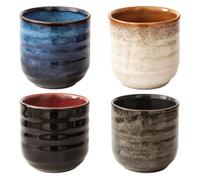 Vestamore Set da tè giapponese in ceramica 4 pezzi, design con smalto sfumato, tazze in porcellana robuste e resistenti al calore, lavabili in lavastoviglie, ideali per bevande calde o fredde, uso