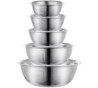 Vestamore Set di 5 ciotole in acciaio inox con fondo, impilabili per una conservazione compatta, ideali per cucina e uso esterno