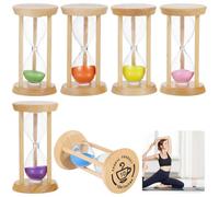 Vestamore Set di 6 clessidra in legno, da 30 secondi a 10 minuti con sabbia colorata brillante per uso decorativo e pratico