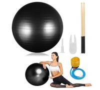 Vestamore Set di attrezzature per batteria cardio, con palla da 66 cm e bastoncini da 90,7 g, palla per esercizi aerobici per stabilità, pilates, yoga, ginnastica in gravidanza, con pompa ad aria