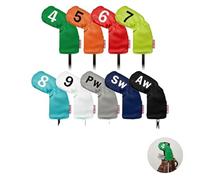 Vestamore Set di coperture per ferro da golf, 9 pezzi, 21,1 x 21,1 x 24,9 cm, in pelle PU impermeabile, ricamo con numeri grandi, protezione per la testa delle mazze da golf, facile da pulire