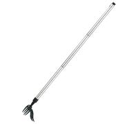Vestamore Strumento per rimuovere erbacce con manico lungo, 100 cm, strumento manuale per diserbo con 4 denti, strumento per rimuovere le erbacce in metallo, testa da 13,5 cm, argento