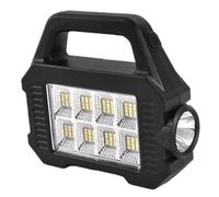 Vestamore Torcia elettrica portatile a LED, lanterna ricaricabile solare, riflettore a doppia luce, per campeggio, costruzione, uso di emergenza