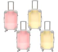 Vestamore Valigia da viaggio 4 pezzi, giallo trasparente, ruote girevoli con manico retrattile, materiale ABS leggero