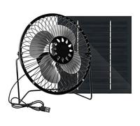 Vestamore Ventilatore solare da esterno da 10 W, ricaricabile, senza fili, portatile, con pannello e cavo di ricarica, telaio in metallo, per campeggio, ventilazione auto e patio