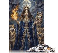 Veste blu della dea del lupo Puzzle in Legno 300 Pezzi, Gioco di Famiglia