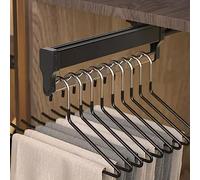 Veste dell'armadio estraibile - Vestiti a scomparsa porta valle, capacità di 25 kg, binario per pantaloni regolabili in acciaio a freddo con binario di diapositiva a doppia fila silenziosa - nero