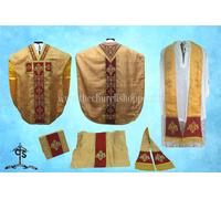 VESTE Gialla St. Philip Neri Con Set Di Messa E Ricamo IHS