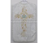 Veste Liturgica Fiddleback Blu Marian In Argento Con Set Di Messa E Ricamo AM
