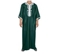 Veste musulmana Uomo Marocchino Afghano Musulmano Abito Maxi Abito Arabo Uomo Caftano Lungo Abbigliamento Da Preghiera Stile Saudita Dishdasha Arabo Thobe Abaya Kaftan per Uomo, verde, L