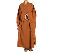 Vesti buddhista Unisex per Gli Uomini, Abito da Meditazione Sciolto con scivoli Laterali, Miscela di Cotone di Lino Traspirante per la Pratica del Tempio di Canto Yoga