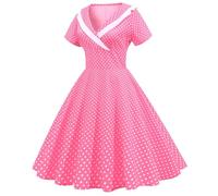 Vestido de lunares para mujer, vintage, estilo rockabilly, cuello en V, manga corta, casual, acampanado, vestido de cóctel, fiesta, vestido de noche de graduación,Rockabilly Vestidos para mujer