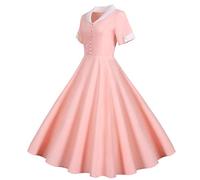 Vestido de lunares para mujer, vintage, estilo rockabilly, cuello en V, manga corta, casual, acampanado, vestido de cóctel, fiesta, vestido de noche de graduación,Rockabilly Vestidos para mujer